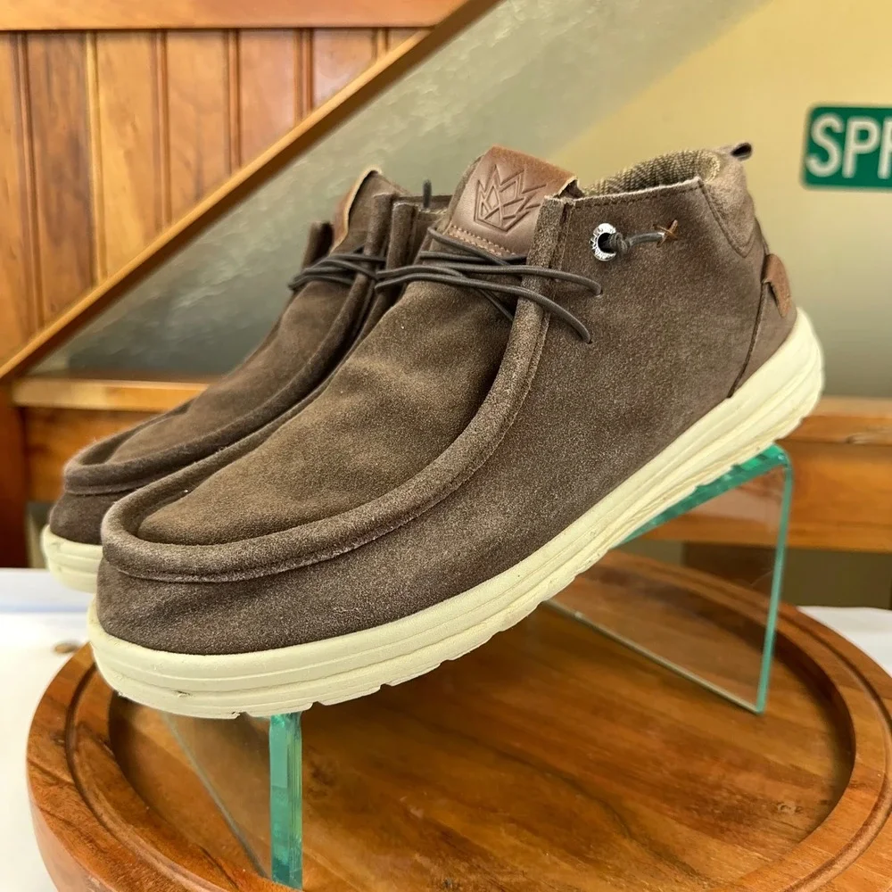 Mucho Mahalo Scott Grip Chocolate Brown Suede Chukka Boots Slip On Shoes Brown